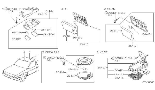 2001 Nissan Frontier Lens-Map Lamp Diagram for 26431-9Z500