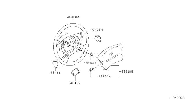 2001 Nissan Frontier Steering Wheel Assembly W/O Pad Diagram for 48430-8Z321