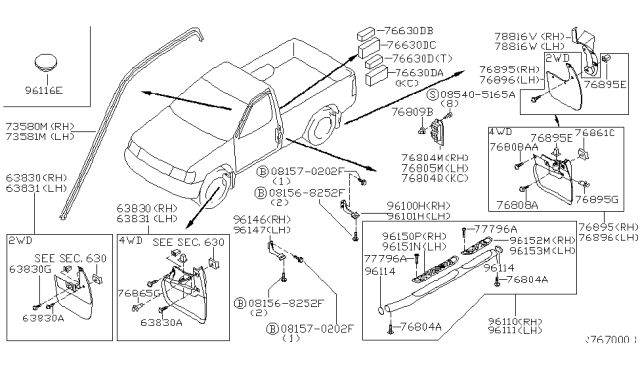 2002 Nissan Frontier INSULATOR-Rear Pillar,Inner Diagram for 76884-1E400