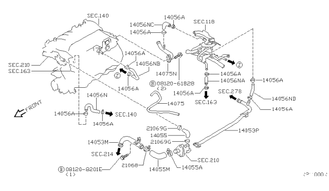 2004 Nissan Frontier Water Hose & Piping Diagram 4