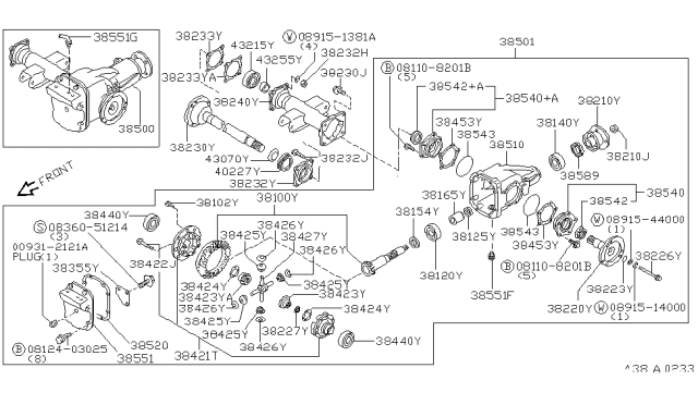 1998 Nissan Frontier Final Drive Sub Assy-Front Diagram for 38501-67G17