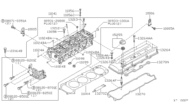 1999 Nissan Frontier Cylinder Head & Rocker Cover Diagram 1