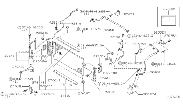 1999 Nissan Frontier Condenser,Liquid Tank & Piping Diagram 1