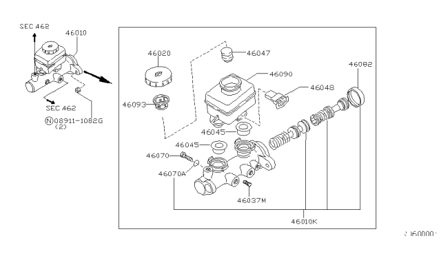 2001 Nissan Frontier Cylinder Brake Master Diagram for 46010-7B420
