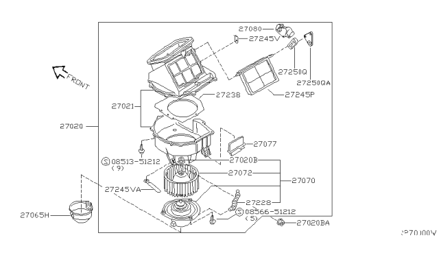 2004 Nissan Frontier Heater & Blower Unit Diagram 1