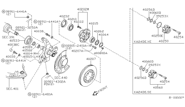 2000 Nissan Frontier Spindle RH Diagram for 40014-9Z510