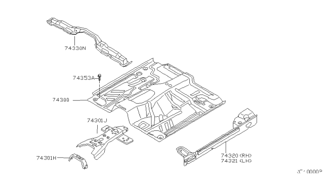 2002 Nissan Frontier Member Assembly-Cross 2ND Diagram for 74330-3S530