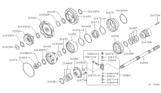 2000 Nissan Frontier Governor,Power Train & Planetary Gear Diagram 1