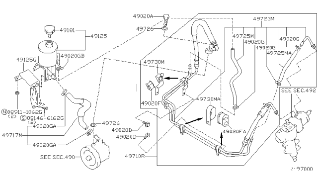 2004 Nissan Frontier Power Steering Piping Diagram 1