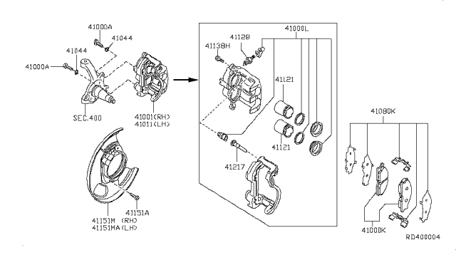 2000 Nissan Frontier Bolt Diagram for 41005-6P010