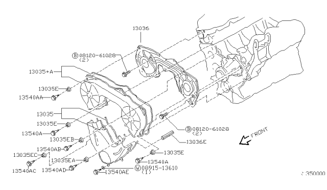 2001 Nissan Frontier Front Cover,Vacuum Pump & Fitting Diagram 2