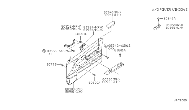 2001 Nissan Frontier Front Door Trimming Diagram 1