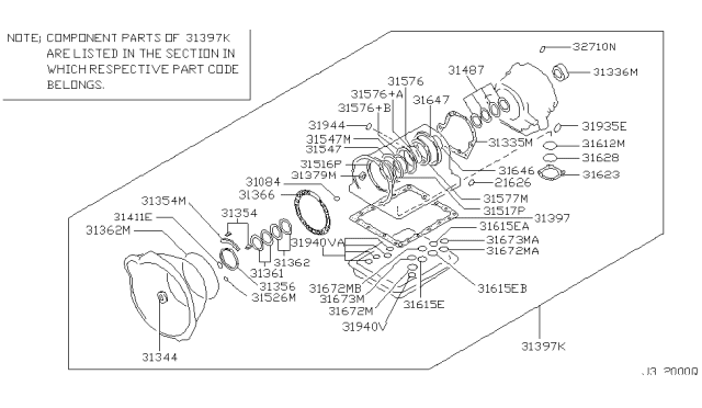 2000 Nissan Frontier Gasket & Seal Kit (Automatic) Diagram 2