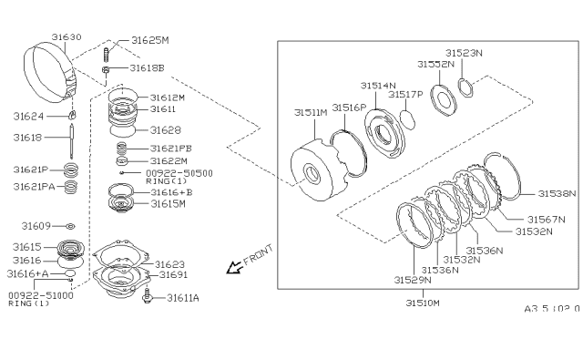 1999 Nissan Frontier Clutch & Band Servo Diagram 13