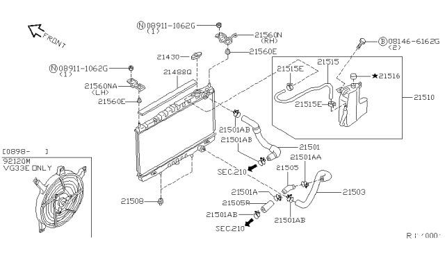 1999 Nissan Frontier Radiator,Shroud & Inverter Cooling Diagram 4