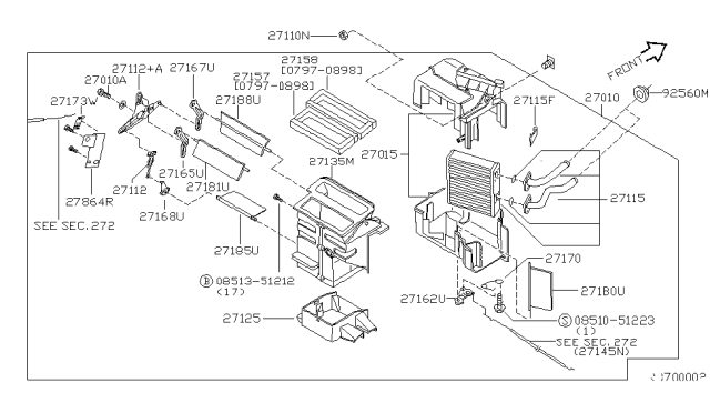 1999 Nissan Frontier Bracket Diagram for 27175-8B400