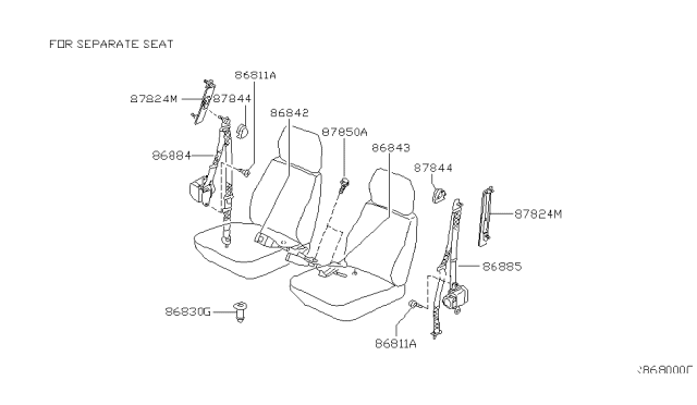 2002 Nissan Frontier Front Seat Belt Diagram 4