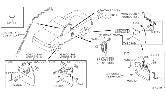 1999 Nissan Frontier Body Side Fitting Diagram 3