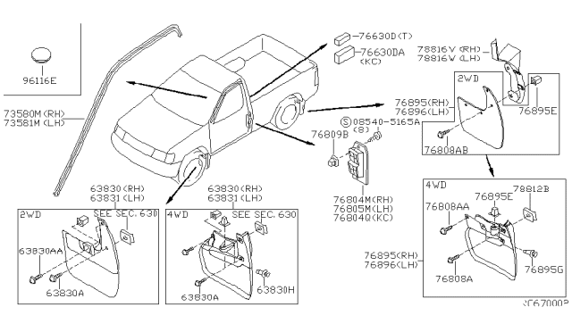 2000 Nissan Frontier Nut-Spring Diagram for 63848-9Z515