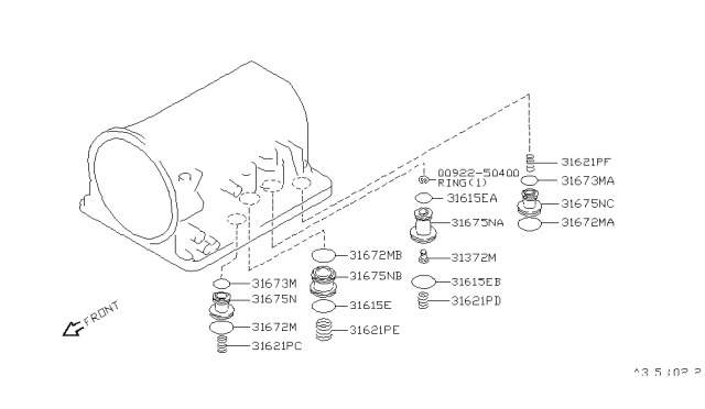 2000 Nissan Frontier Clutch & Band Servo Diagram 4
