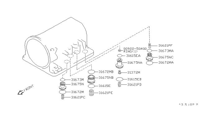 1999 Nissan Frontier Clutch & Band Servo Diagram 4