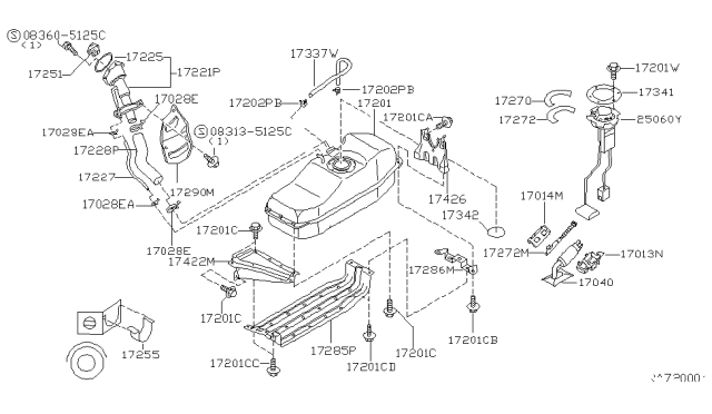 2000 Nissan Frontier Tube Assy-Fuel Intank Diagram for 17272-7B400