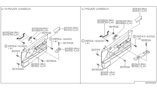 2002 Nissan Frontier Front Door Trimming Diagram 2