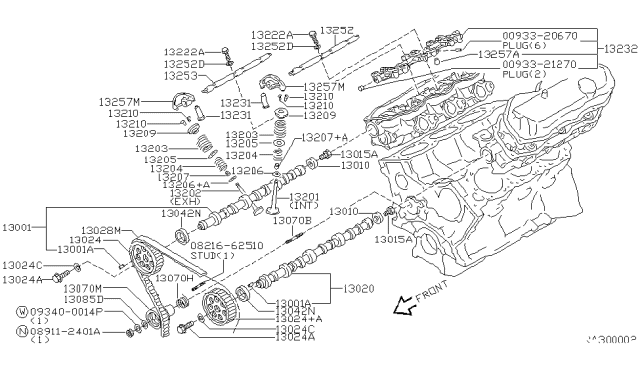 1999 Nissan Frontier Seat-Valve Spring,Outer Diagram for 13205-F4400