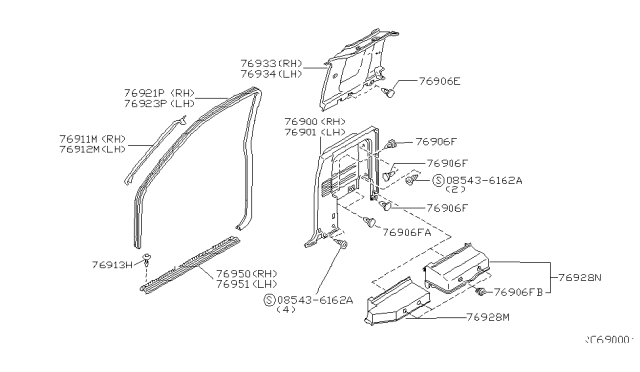 1999 Nissan Frontier Body Side Trimming Diagram 2