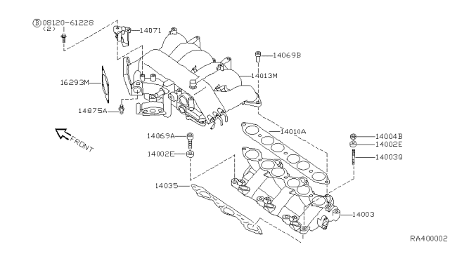 2000 Nissan Frontier Collector-Intake Manifold Diagram for 14010-4S110