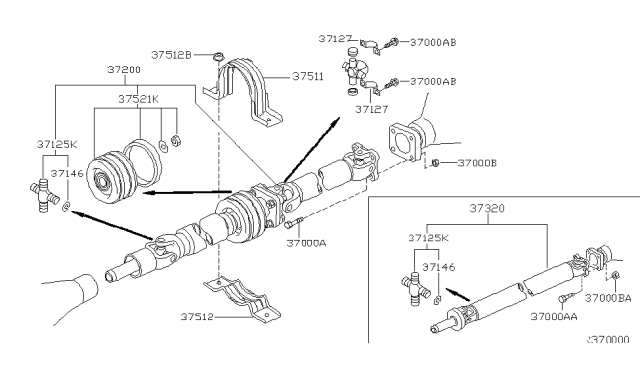 2004 Nissan Frontier Shaft Rear PROPELLER Diagram for 37300-9Z000