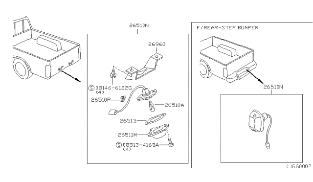 1999 Nissan Frontier Bracket-Licence Lamp Diagram for 26960-3S500