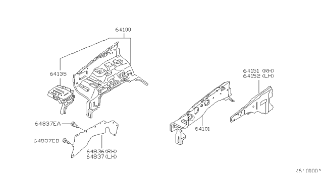 2001 Nissan Frontier Hood Ledge & Fitting Diagram 2