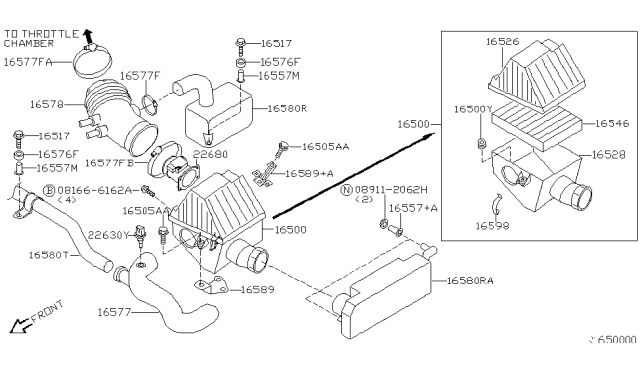 1999 Nissan Frontier Mounting-Rubber Diagram for 16557-4S100