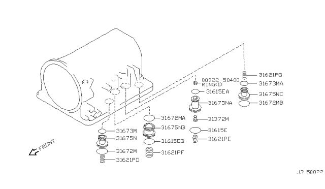 2004 Nissan Frontier Clutch & Band Servo Diagram 1