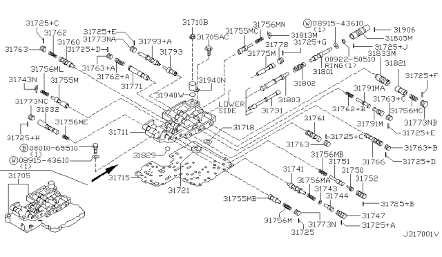 2003 Nissan Frontier SOLENOID Assembly-Lock Up Diagram for 31940-41X10