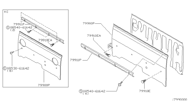 2000 Nissan Frontier Rear & Back Panel Trimming Diagram 2