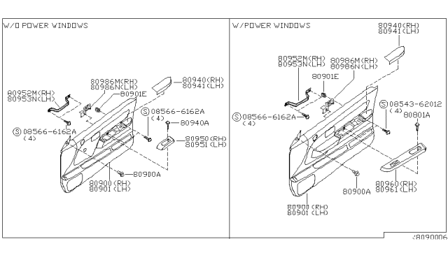 2000 Nissan Frontier Front Door Trimming Diagram 5