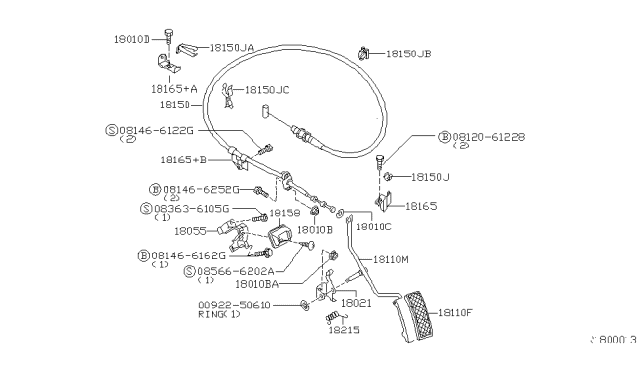 2000 Nissan Frontier Wire Assy-Accelerator Diagram for 18201-9Z400