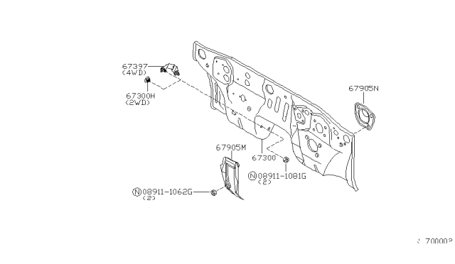 1998 Nissan Frontier Dash Panel & Fitting Diagram 2