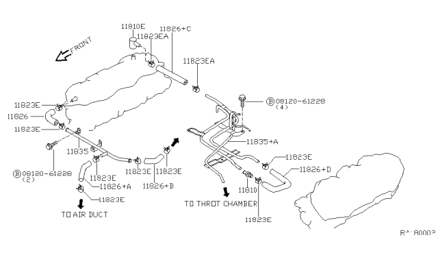 2003 Nissan Frontier Pipe Assembly-Blow By Diagram for 11835-5S700