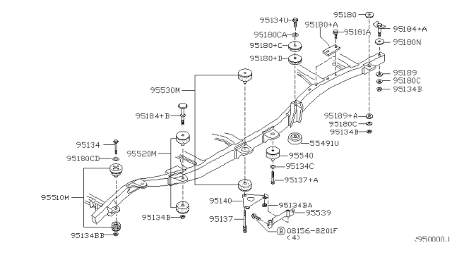 2002 Nissan Frontier DAMPER-Mass Diagram for 55491-7Z000