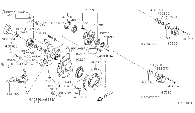 1999 Nissan Frontier Hub Assembly, Free Running Diagram for 40260-8B400