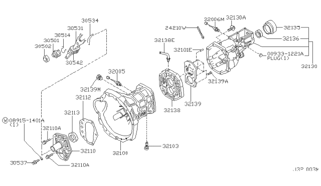 2000 Nissan Frontier Transmission Case & Clutch Release Diagram 7