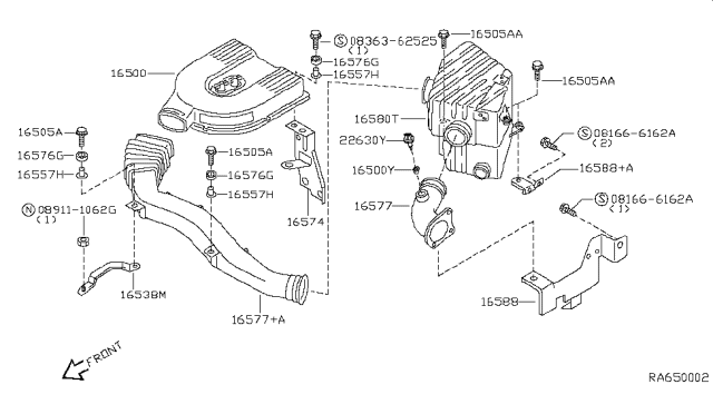 2000 Nissan Frontier Bracket-Resonator Diagram for 16588-3S502