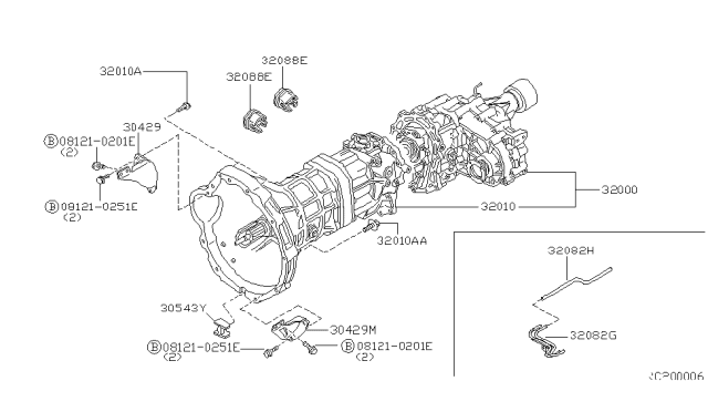 2000 Nissan Frontier Manual Transmission Diagram for 32010-4S511