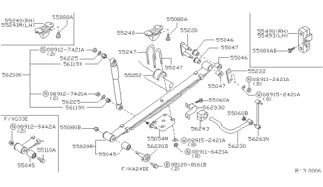 1999 Nissan Frontier ABSORBER Shock, Rear Diagram for 56200-4S125