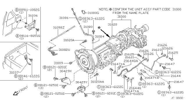 2001 Nissan Frontier Gauge Assy-Oil Level Diagram for 31086-4S100