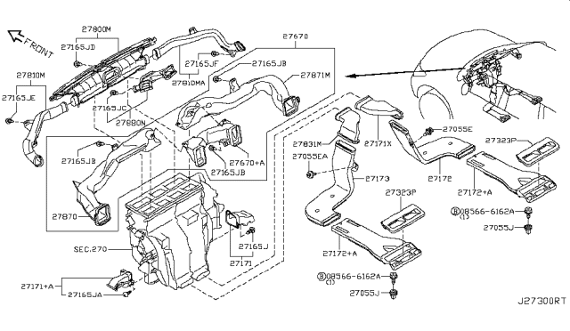 2017 Nissan Armada Grille-Rear Duct Diagram for 27927-5ZS0A