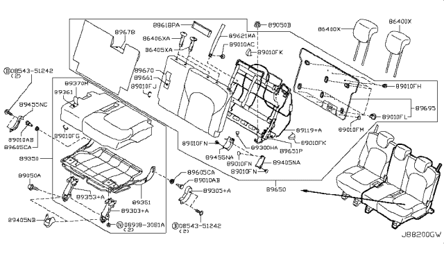 2017 Nissan Armada Trim Assembly-Cushion,3RD Seat LH Diagram for 89370-5ZU2E